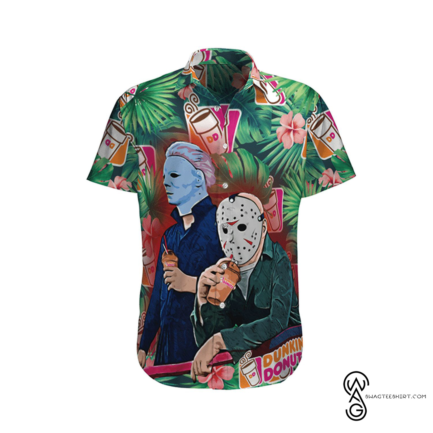 [Top Trending] Dunkins Jason Voorhees Michael Myers Halloween Casual Beach Full Printing Hawaiian Shirt